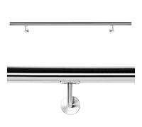 Wiltec Pasamanos barandilla de escalera 200cm acero inox V2A baranda con soporte a la pared