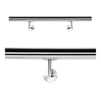 Wiltec Pasamanos barandilla de escalera 80cm acero inox V2A baranda con soporte a la pared