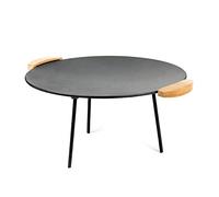 Wiltec Plancha redonda barbacoa asas madera Ø44cm horno holandés, hierro fundido, 2 sets de patas 20cm+32cm