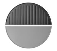 Wiltec Plancha semicircular de hierro fundido 46,7 x 22,8 x 1,5 cm para barbacoa, plancha de asar, accesorios BBQ, rejilla de fundición para carne, pescado y verduras, fácil de limpiar