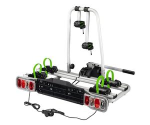 Wiltec Portabicicletas Trasero para 2 Bicicletas con Enganche de Bola y Acoplamiento de Remolque soporta hasta 60 kg Gancho de Bola de 2" Rueda Ø 22-29" Plegable e inclinable con protección antirrobo