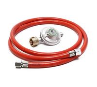 WilTec Reductor de presión de Gas a 50mbar con Manguera de propano 200cm, para bombonas con Ø 1/4" / 21,8 mm LH