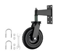 Wiltec Rueda de puerta con muelle 200 mm Soporta hasta 275 kg Rueda giratoria para portón con freno, resiste intemperie y terreno irregular, recubrimiento en polvo