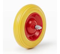 Wiltec Rueda para carretilla PU maciza antipinchazos 3.50-8 con eje enchufable 130 kg