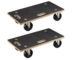 Wiltec Set 2 Carro de Transporte 575 x 290 x 144 mm con Capacidad de Carga de 300 kg por Carrito para Muebles, Base de Madera con 4 Ruedas pivotantes