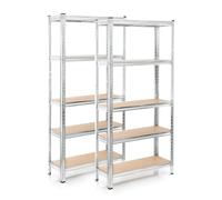WilTec Set 2 estantería de Carga Pesada zincada 180x90x30cm enchufable Acero 875kg 5 baldas Taller