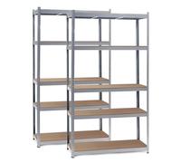 WilTec Set 2 estanterías de Carga Pesada zincada 100x60x200cm Sistema de Encaje 5 baldas 200kg/nivel