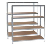 WilTec Set 2 estanterías de Carga Pesada zincada 160x60x180cm Sistema de Encaje 4 baldas 175kg/nivel