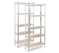 WilTec Set 2 estanterías de Carga Pesada zincada 174x75x30cm enchufable Acero 875kg 5 baldas Taller
