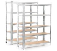 WilTec Set 2 estanterías de Carga Pesada zincada 180x120x40cm enchufable Acero 875kg 5 baldas Taller