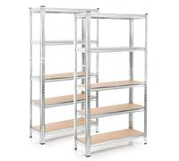 WilTec Set 2 estanterías de Carga Pesada zincada 180x90x40cm enchufable Acero 875kg 5 baldas Taller
