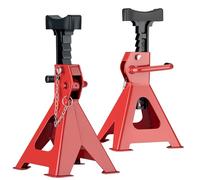 WilTec Set de 2 caballetes para Coches Altura Ajustable 28,7-43 cm hasta 3 toneladas Soportes de Gato Eje de Coche con Doble Bloqueo de Seguridad, Base Amplia Cubierta de Goma Antideslizante