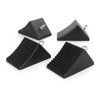 WilTec Set de 4 calzos de Goma 205 x 125 x 100 mm, cuña de Freno con cáncamo, Tope de Goma para remolques, autocaravanas, Coches y Barcos
