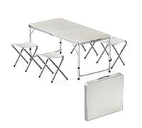 WilTec Set de Asiento para Camping 5 Piezas Aluminio Mesa con 4 sillas Outdoor Picnic Acampada Vacaciones