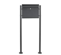 Wiltec Set de buzón V13 Simple Antracita con pie de Soporte Correo Postal Cartas Acero galvanizado Decorativo