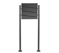 Wiltec Set de buzón V16 Simple de Acero galvanizado Recubierto en Polvo Antracita con Hueco para periódico y Soporte de pie para Montaje al Suelo Correo Postal Cartas Decorativo