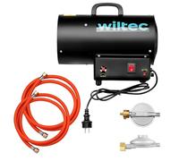 Wiltec Set de cañón de aire caliente 15kW 30W caudal 320 m³/h GLP y regulador de presión 700 mbar con manguera de 1,5 m calefacción potente para obras, talleres y almacenes - Italia