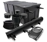 Wiltec Set filtro para estanque hasta 90000l Clarificador UVC 72W 115W Bomba manguera 25m Skimmer