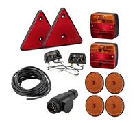 WilTec Set iluminación trasera para remolque 12 piezas Enchufe 13 polos Cable 5m Reflectantes Marcado E