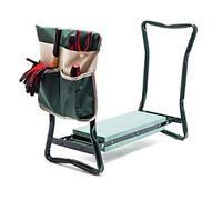WilTec Silla de jardín para arrodillarse, Acolchada, con Bolso, Asiento y Banco para Rodillas hasta 150 kg