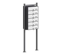 Wiltec Sistema 6 buzones Color Antracita y Blanco Acero galvanizado Resistente a la Intemperie con cerraduras y Llaves instalación Independiente Espacio Amplio para Cartas y Paquetes pequeños