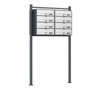 Wiltec Sistema 8 buzones Color Antracita y Blanco Acero galvanizado Resistente a la Intemperie con cerraduras y Llaves instalación Independiente Espacio Amplio para Cartas y Paquetes pequeños