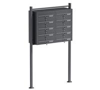 Wiltec Sistema de 10 buzones Color Antracita Acero galvanizado Resistente a la Intemperie con cerraduras de Cilindro y Llaves instalación Independiente Espacio Amplio para Cartas y Paquetes pequeños