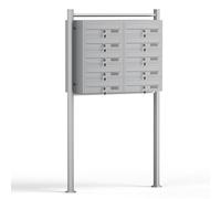 Wiltec Sistema de 10 buzones Color Plateado Acero galvanizado Resistente a la Intemperie con cerraduras de Cilindro y Llaves instalación Independiente Espacio Amplio para Cartas y Paquetes pequeños