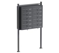 Wiltec Sistema de 12 buzones Color Antracita Acero galvanizado Resistente a la Intemperie con cerraduras de Cilindro y Llaves instalación Independiente Espacio Amplio para Cartas y Paquetes pequeños
