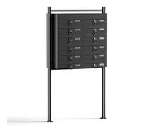 Wiltec Sistema de 12 buzones Color Negro Acero galvanizado Resistente a la Intemperie con cerraduras de Cilindro y Llaves instalación Independiente Espacio Amplio para Cartas y Paquetes pequeños