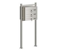 Wiltec Sistema de 3 buzones Acero Inoxidable Resistente a la Intemperie con cerraduras de Cilindro y Llaves instalación Independiente Espacio Amplio para Cartas y Paquetes pequeños