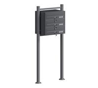 Wiltec Sistema de 3 buzones Color Antracita Acero galvanizado Resistente a la Intemperie con cerraduras de Cilindro y Llaves instalación Independiente Espacio Amplio para Cartas y Paquetes pequeños