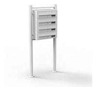 Wiltec Sistema de 4 buzones Color Blanco Acero galvanizado Resistente a la Intemperie con cerraduras de Cilindro y Llaves instalación Independiente Espacio Amplio para Cartas y Paquetes pequeños