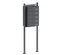 Wiltec Sistema de 5 buzones Color Antracita Acero galvanizado Resistente a la Intemperie con cerraduras de Cilindro y Llaves instalación Independiente Espacio Amplio para Cartas y Paquetes pequeños