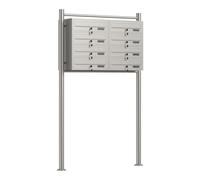 Wiltec Sistema de 8 buzones Color Acero Inoxidable Resistente a la Intemperie con cerraduras de Cilindro y Llaves instalación Independiente Espacio Amplio para Cartas y Paquetes pequeños