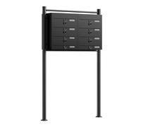 Wiltec Sistema de 8 buzones Color Negro Acero galvanizado Resistente a la Intemperie con cerraduras de Cilindro y Llaves instalación Independiente Espacio Amplio para Cartas y Paquetes pequeños