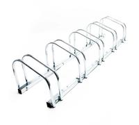 WilTec Soporte para bicicletas con capacidad para 5 bicicletas, 1305 x 320 x 265 mm, de acero gris, apto para montaje en el suelo, soporte en fila
