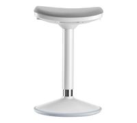 WilTec Taburete de pie y Sentado Regulable en Altura 55-82 cm, banqueta de Trabajo Gris con Base Curvada hasta 135 kg, Silla ergonómica de Oficina