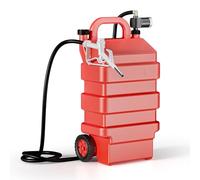 Wiltec Tanque de combustible portátil 60 l con bomba de transferencia 12 V para gasolina y diésel depósito de combustible móvil con ruedas bidón gasolina, garrafa