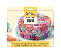 Wilton 2104-0240, Juego de Boquillas Maestro, 55 Boquillas, 2 Acopladores, 2 Clavos para Flor y Organizador para Boquillas