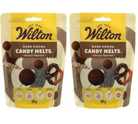 Wilton Candy Melts Cacao Oscuro Caramelos para Derretir con Sabor a Chocolate para Moldear, Sumergir y Decorar, Optimas para Cake Pops, Dulces, Tartas y Postres Revestidos, 125 g (Paquete de 2)