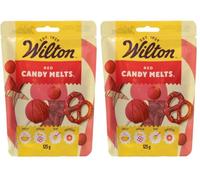 Wilton Candy Melts Rojo Caramelos para Derretir con Sabor Dulce y Cremoso para Moldear, Sumergir y Decorar, Optimas para Cake Pops, Dulces, Tartas y Postres Revestidos, 125 g (Paquete de 2)