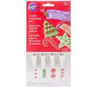 Wilton Cookie Decorating Kit, Christmas, Set/12 | Set para Decorar Galletas de Navidad con Boquillas #005, #101, #012, #003 y 8 Mangas Pasteleras Desechables