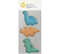 Wilton Cortador de galletas de dinosaurio, 3 piezas: cortador de galletas de dinosaurio, cortadores de galletas: Triceratops, Brontosaurus y T-Rex, para hornear de cocina, DIY - Juego de 3