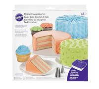 Wilton Deluxe Decorating Tip Set de Decoración para Tartas, 46 Piezas | 18 Boquillas de Acero Inoxidable y 24 Mangas Desechables para Decorar Tartas, Cupcakes y Galletas