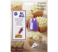 Wilton Duo Piping Tip Boquilla | Boquillas de Estrella y Redonda para Cupcakes y Tartas con 4 Mangas Pasteleras Desechables, Reutilizables