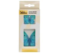 Wilton Edible Wafer Decorations Butterflies Omre Blue: papel gofrado flores de papel azyme decoraciones de mariposa azul sombreado perfecto para decorar tartas, tartas y magdalenas, 8 unidades