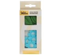 Wilton Edible Wafer Decorations Flowers & Leafs Blue: papel gofrado Flores y hojas decorativas Azul Decoraciones flores y hojas azules Perfecto para decorar tartas, tartas y magdalenas