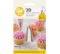 Wilton Juego de boquillas para pastelería RVS - 2D y 2 mangas pasteleras de 30 cm - Herramientas de decoración DIY para decoración de tartas, repostería, tartas, magdalenas, churros - Juego de 3