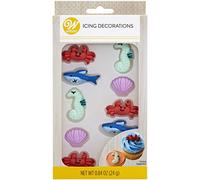 Wilton Royal Icing Decorations-Crab, Seashell, Seahorse And Shark